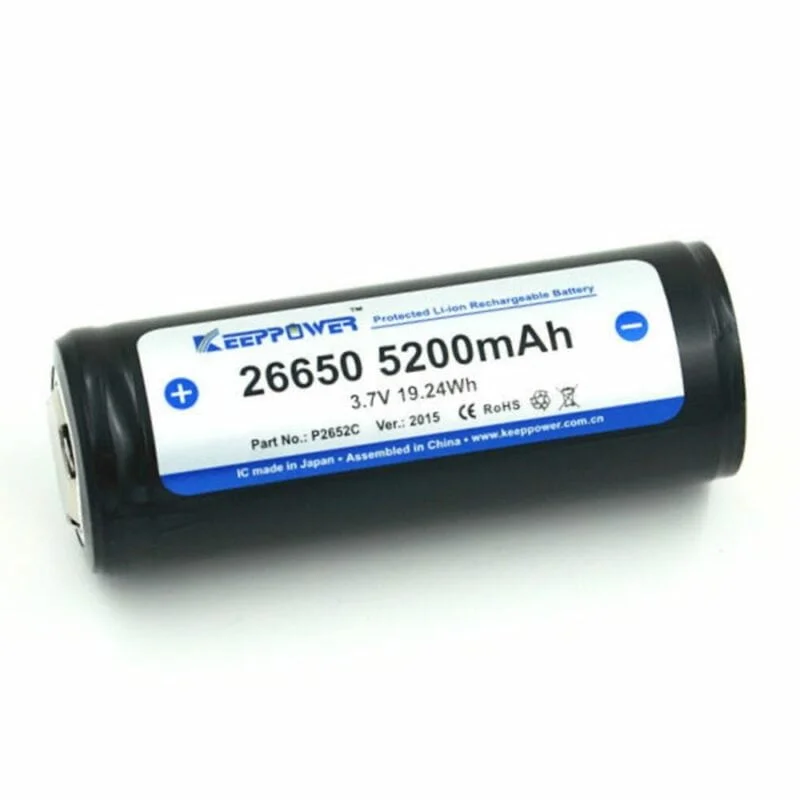Аккумулятор с защитой 26650 (3,7 В. 5,2Ач)
